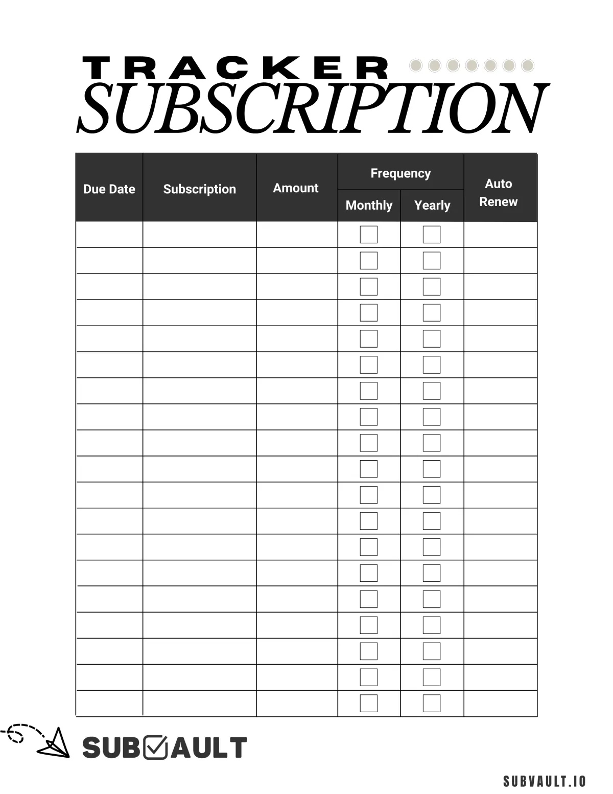 Subscription Tracker Template 1