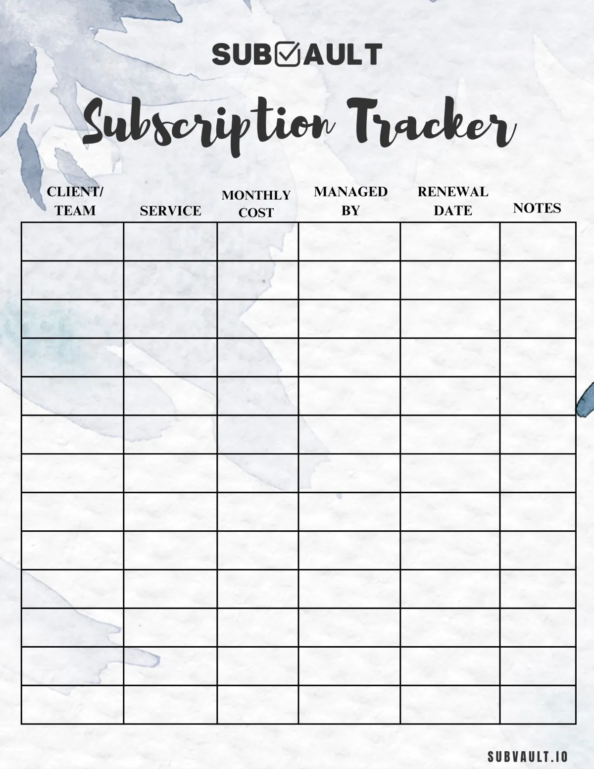 Subscription Tracker Template 2