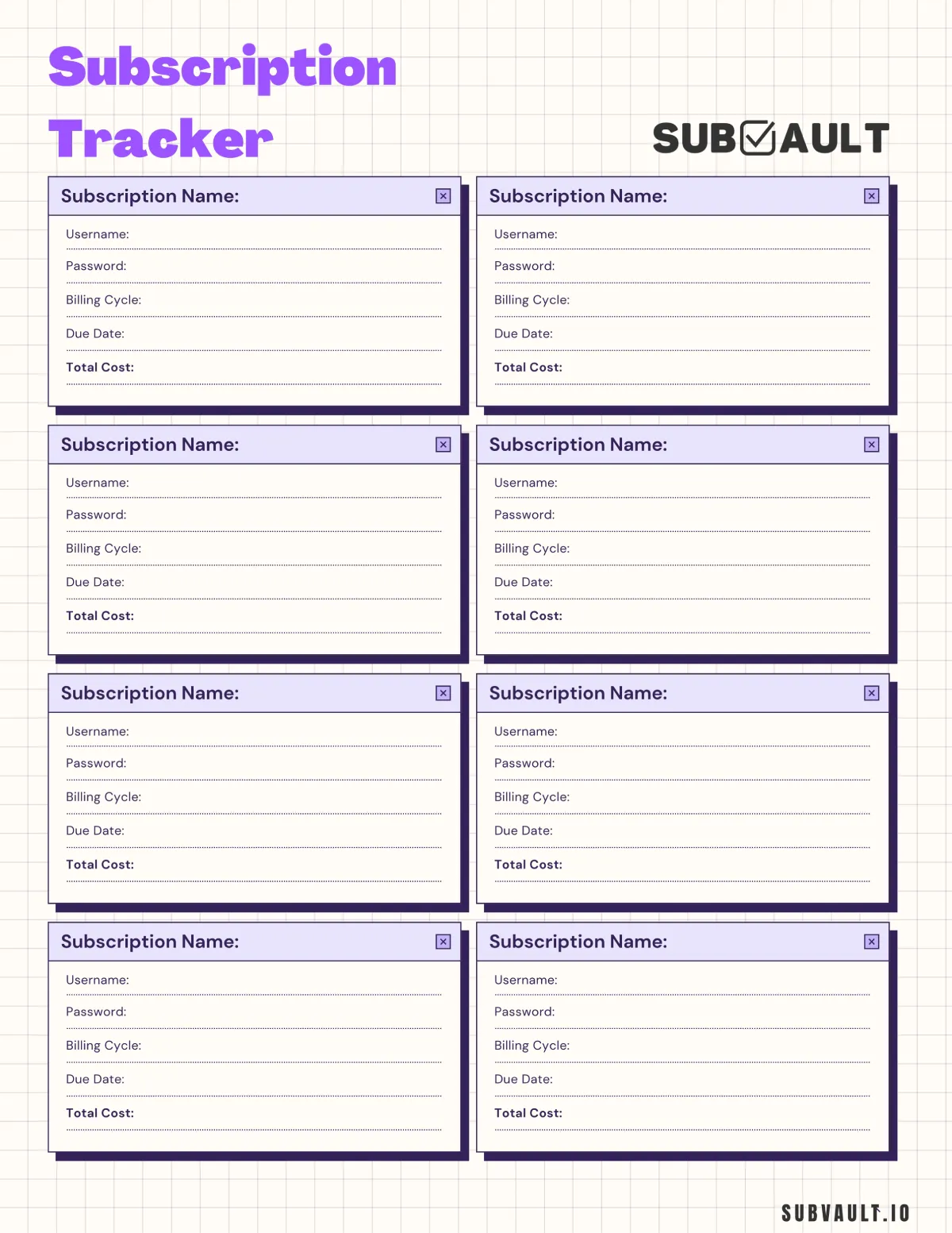 Subscription Tracker Template 3
