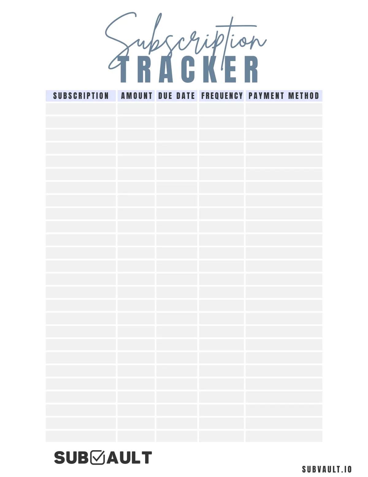 Subscription Tracker Template 4