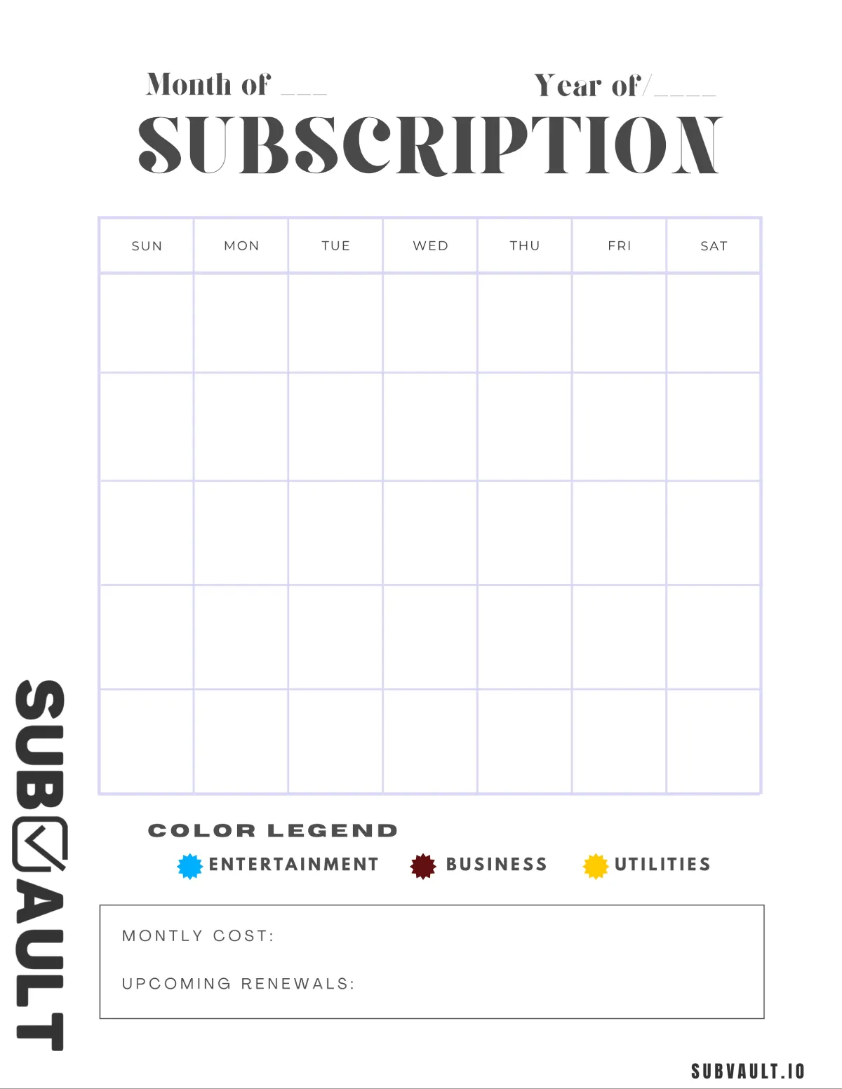 Subscription Tracker Template 5